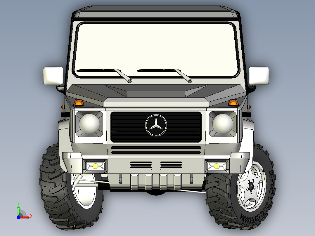 Mercedes 奔驰G级全地形越野车模型外观3D图纸前视图