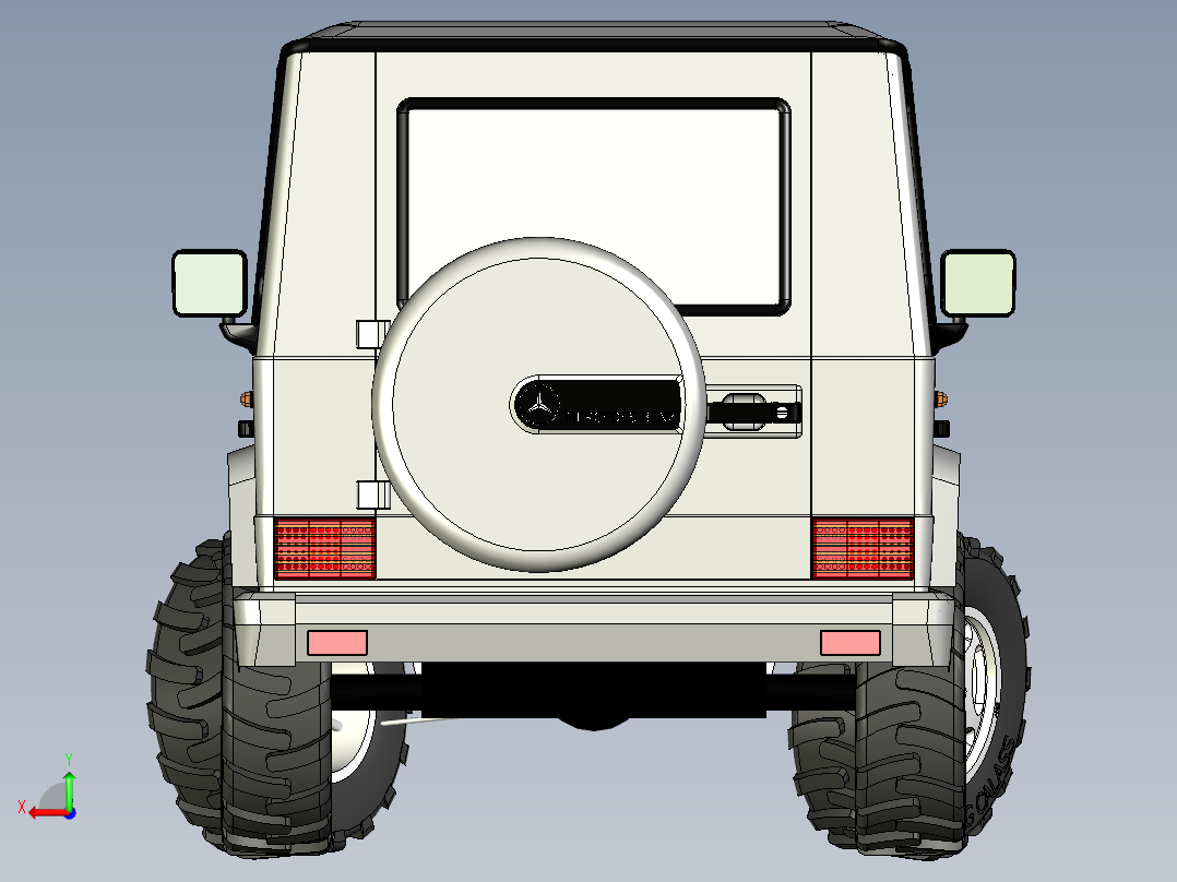 Mercedes 奔驰G级全地形越野车模型外观3D图纸后视图