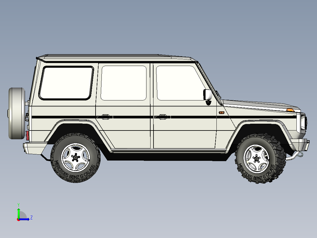 Mercedes 奔驰G级全地形越野车模型外观3D图纸左视图