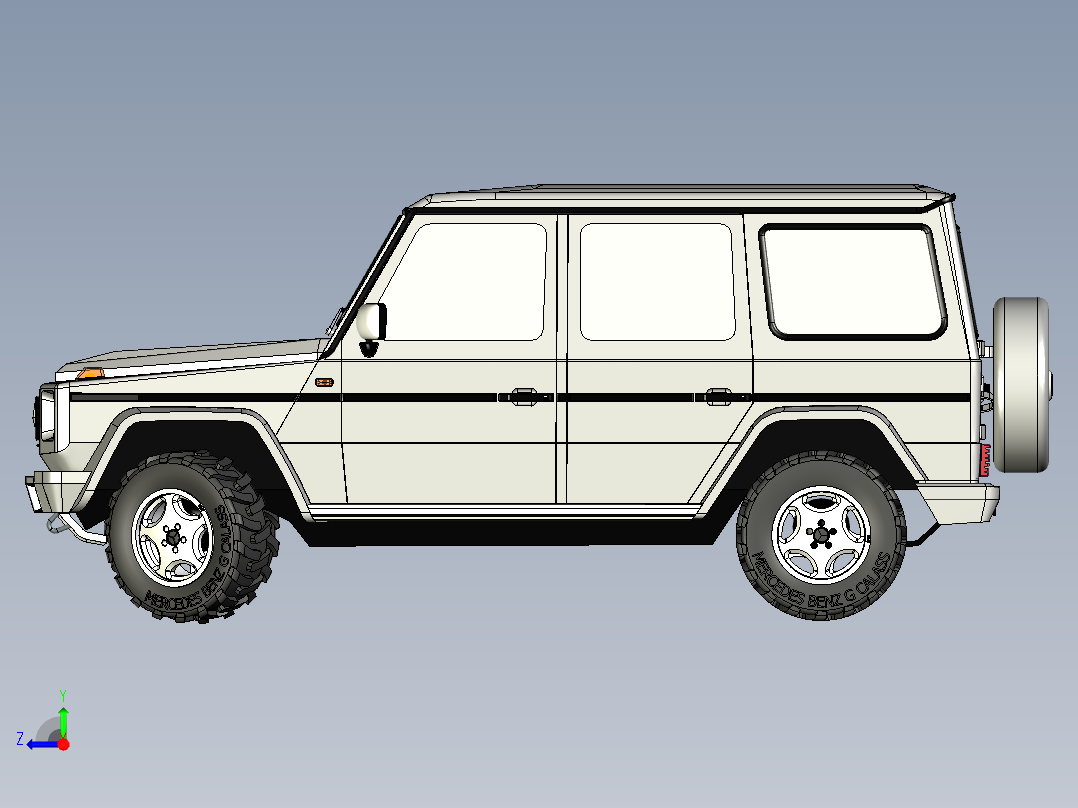 Mercedes 奔驰G级全地形越野车模型外观3D图纸右视图