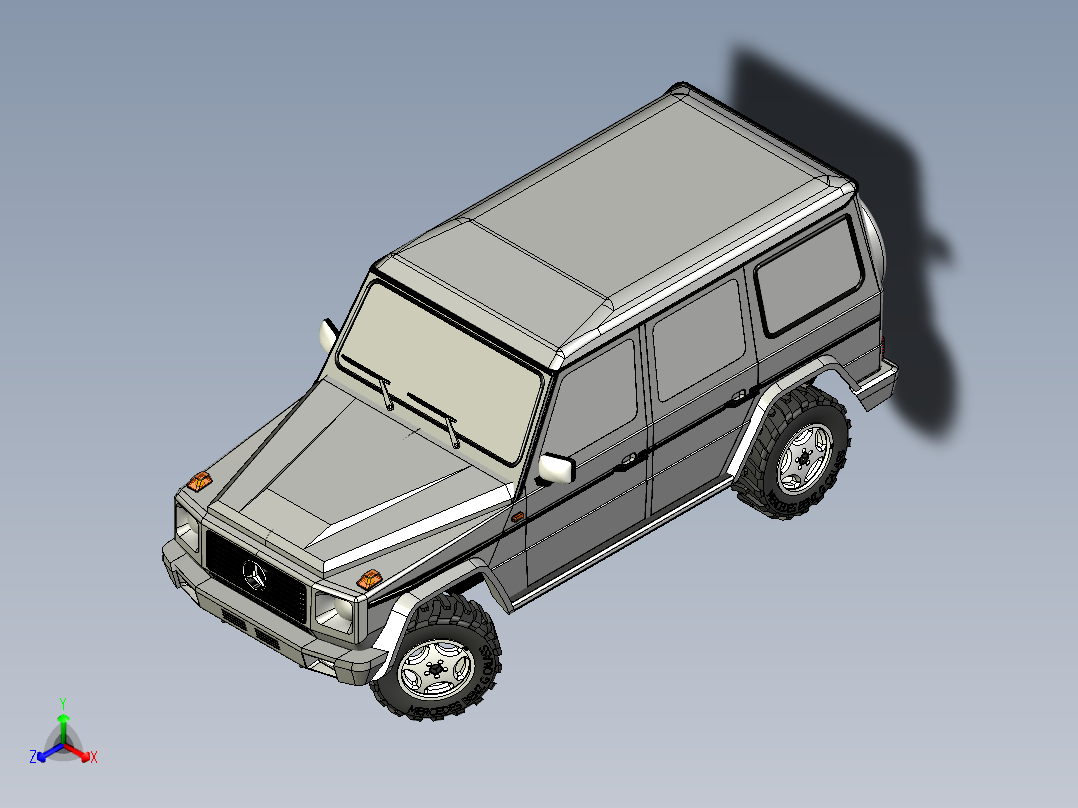 Mercedes 奔驰G级全地形越野车模型外观3D图纸正等轴测图