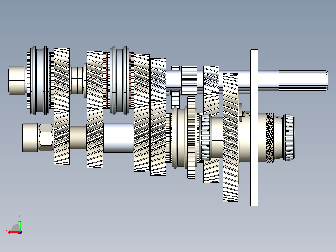 Gearbox Caja 5档变速箱齿轮结构3D图纸 STEP IGS格式后视图