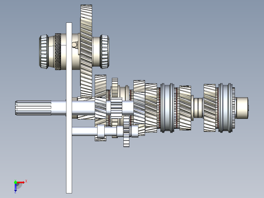 Gearbox Caja 5档变速箱齿轮结构3D图纸 STEP IGS格式俯视图