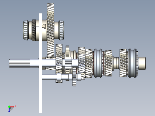 Gearbox Caja 5档变速箱齿轮结构3D图纸 STEP IGS格式俯视缩略图