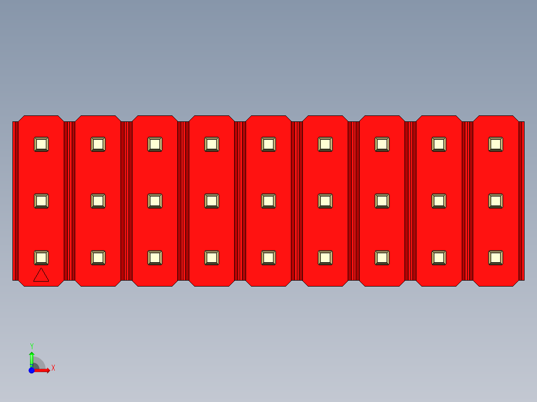 彩色公头100mil（2.54mm）系列-DS1021_red_3x09p_100mil_Type1_rev1.0前视图