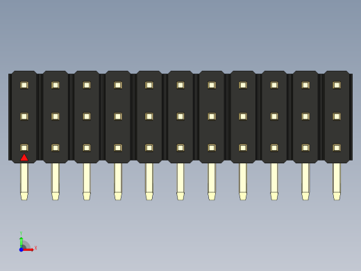 彩色公排针 100mil 2.54mm 系列-DS1022_black_3x11p_100mil_TypeD_rev1.0前视缩略图