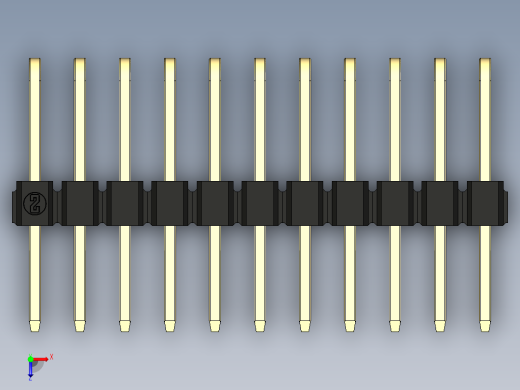 彩色公排针 100mil 2.54mm 系列-DS1022_black_3x11p_100mil_TypeD_rev1.0俯视缩略图