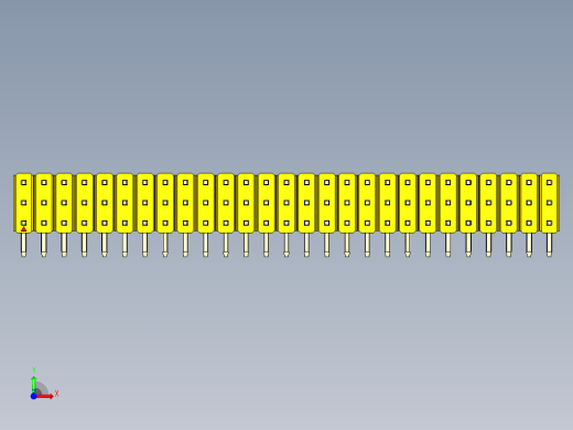 彩色公排针 100mil 2.54mm 系列-DS1022_yellow_3x27p_100mil_TypeD_rev1.0前视缩略图