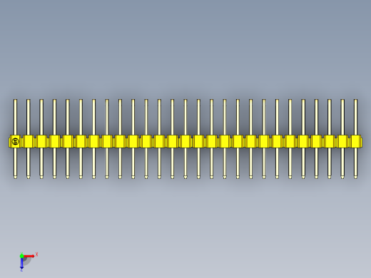 彩色公排针 100mil 2.54mm 系列-DS1022_yellow_3x27p_100mil_TypeD_rev1.0俯视缩略图