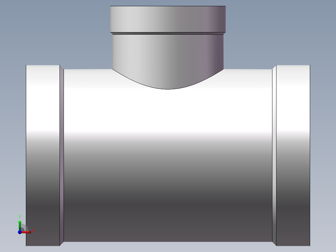 三通-异径 DN32-DN20前视图