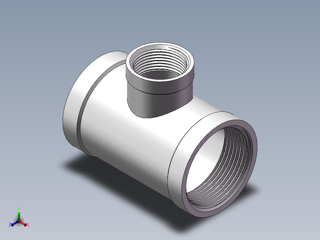 三通-异径 DN32-DN20正等轴测图