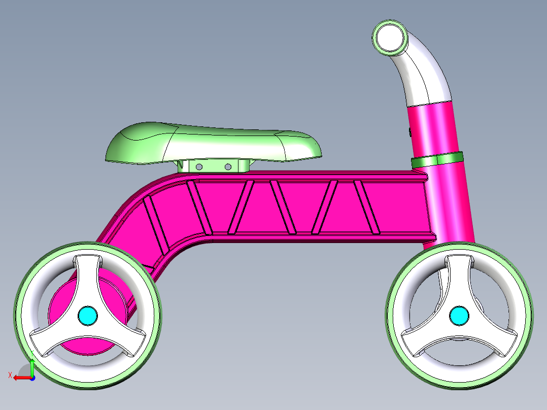 儿童无脚踏平衡车设计图后视图