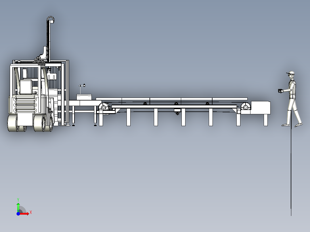 桁架搬运流水线模型前视图