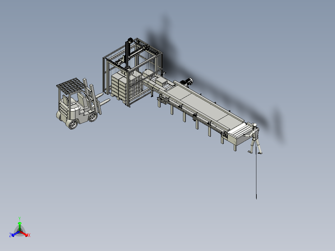 桁架搬运流水线模型正等轴测图