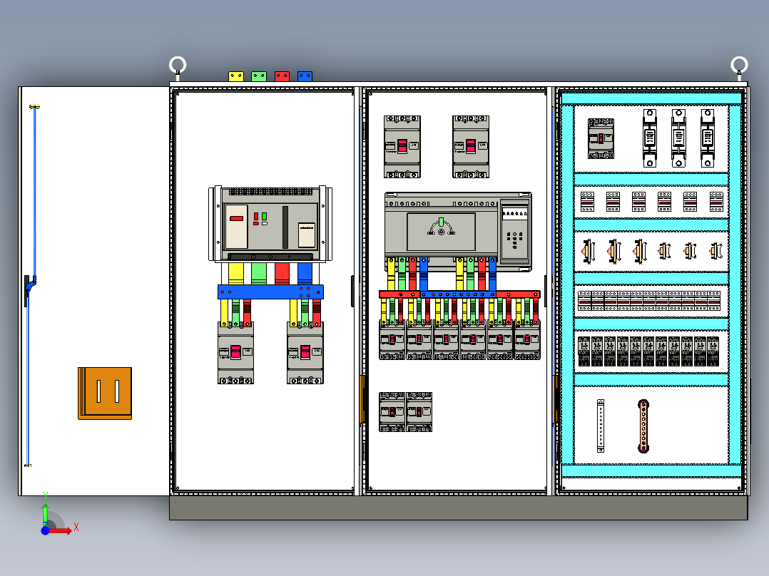 三柜组装万能断路器双电源直流接触器控制柜 55327前视图