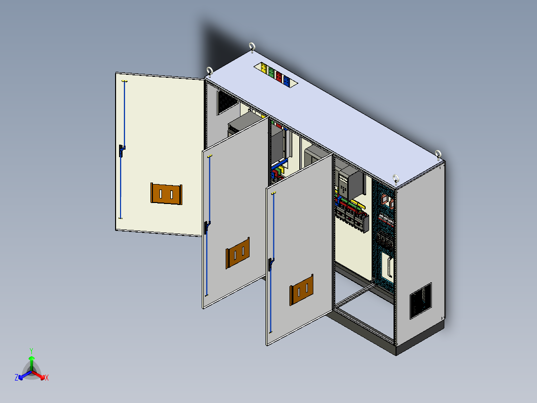 三柜组装万能断路器双电源直流接触器控制柜 55327正等轴测图