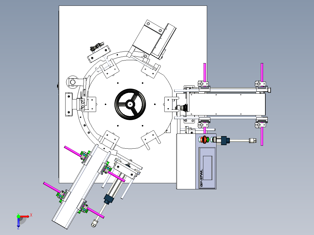 转盘式立式自动开盒装盒机俯视图
