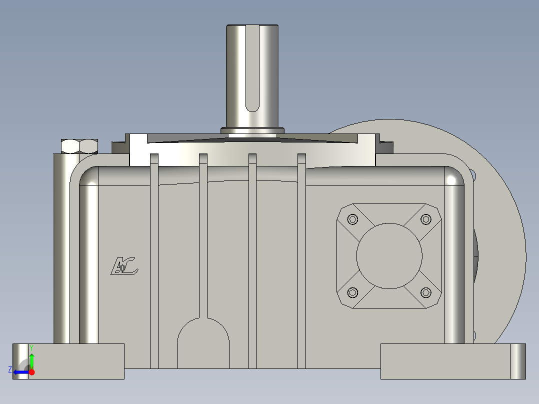 WPDO型蜗杆减速机WPDO100-60-B右视图