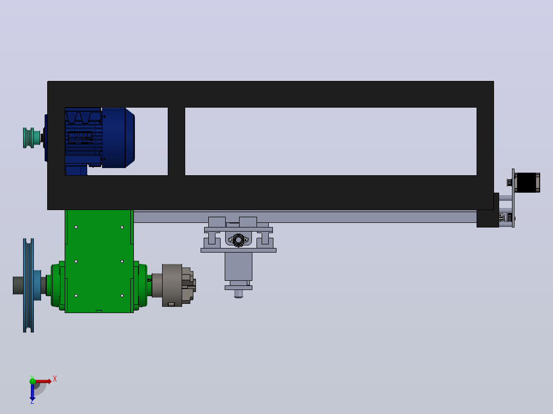 数控车床v1有4个刀具，主轴功率2.2kw，工作面积250x1000mm俯视图