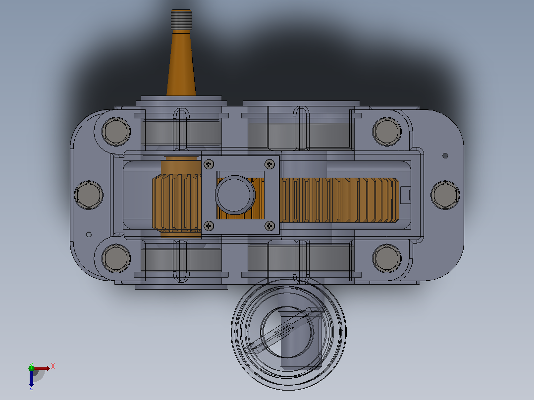齿轮减速箱，减速器俯视图