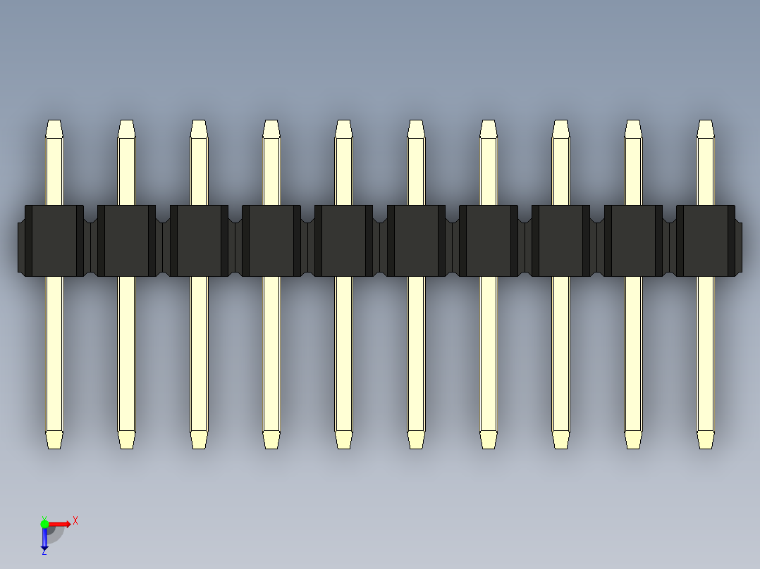 彩色公头100mil（2.54mm）系列-DS1021_black_3x10p_100mil_Type1_rev1.0俯视图