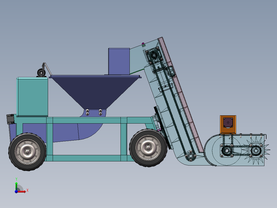 道路清粪清理车三维SolidWorks前视图