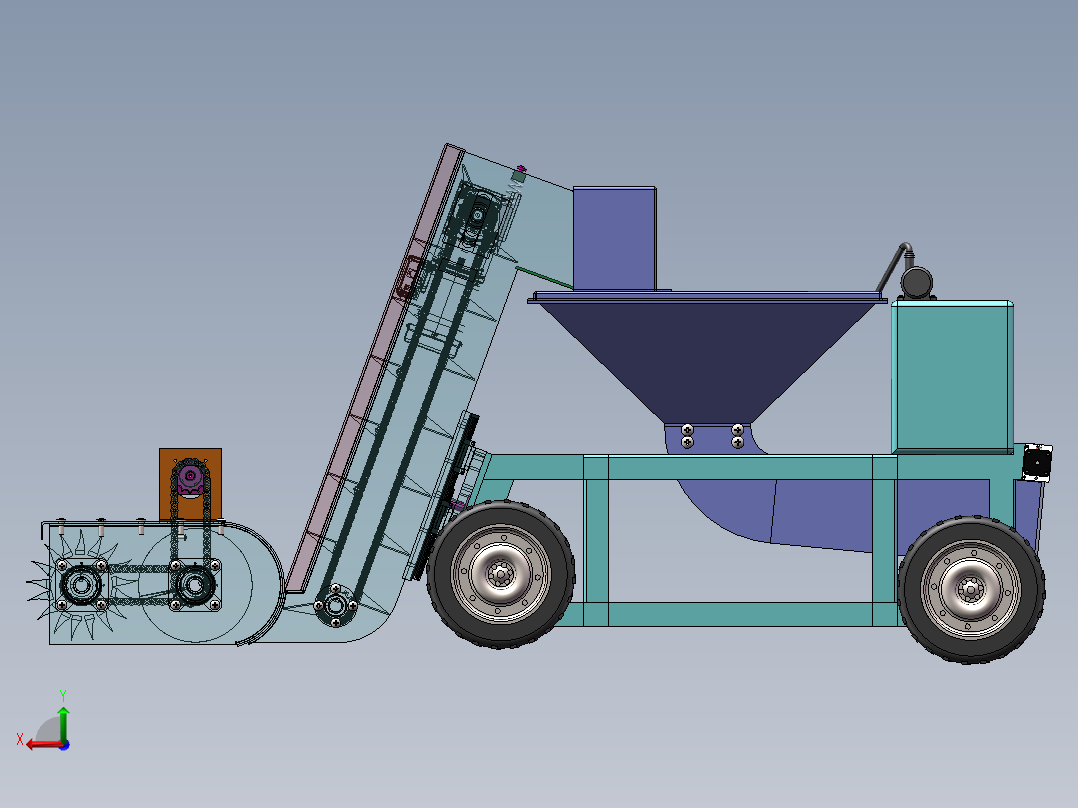 道路清粪清理车三维SolidWorks后视图