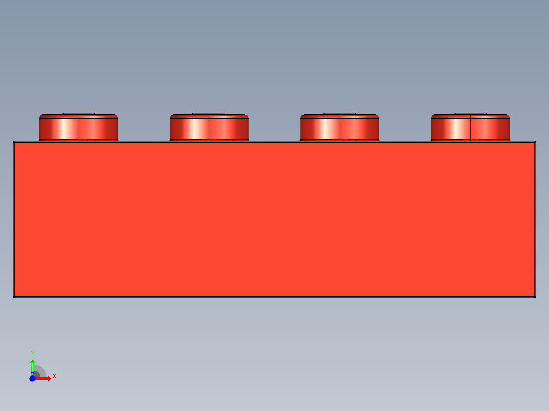 乐高套装 4421基本积木-301021 Bright Red Brick 1 x 4.STEP前视图