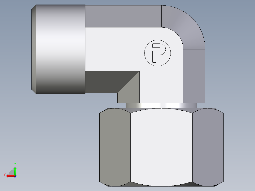 卡套式工业通用硬管接头EO_Swivel_nut_elbow_EW12SOMDCF后视图