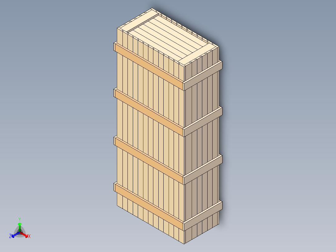 木板包装箱木箱3正等轴测图