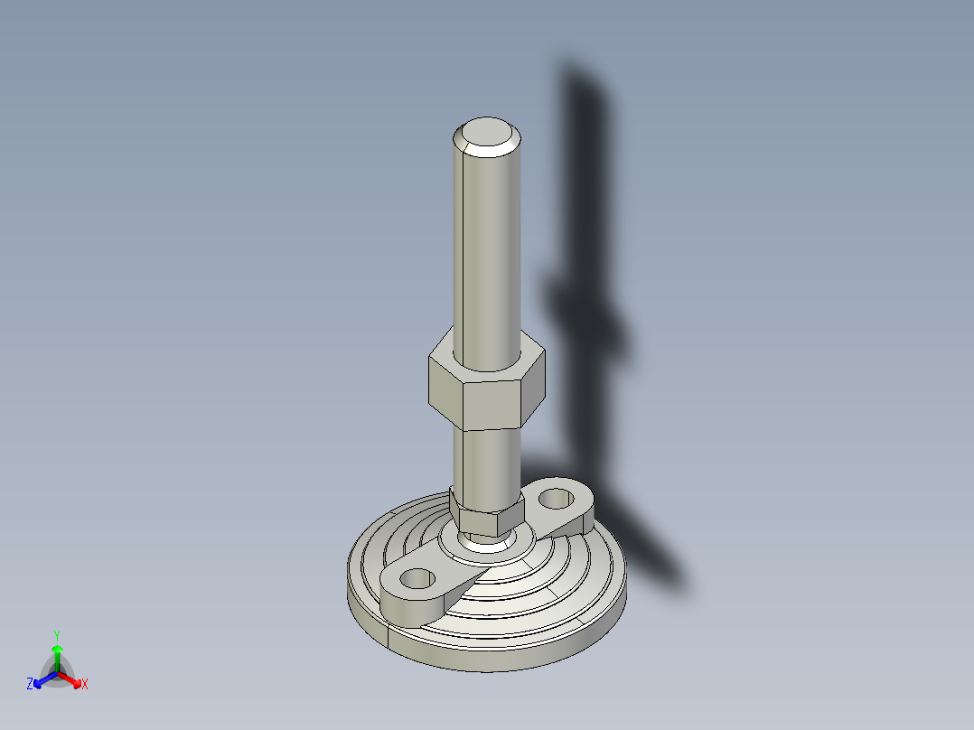 水平調整腳座(SUS製)LVF100-SUS-3D多系列多零件图纸模型主视图