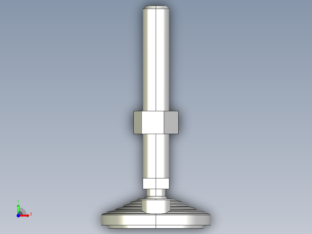 水平調整腳座(SUS製)LVF100-SUS-3D多系列多零件图纸模型前视图