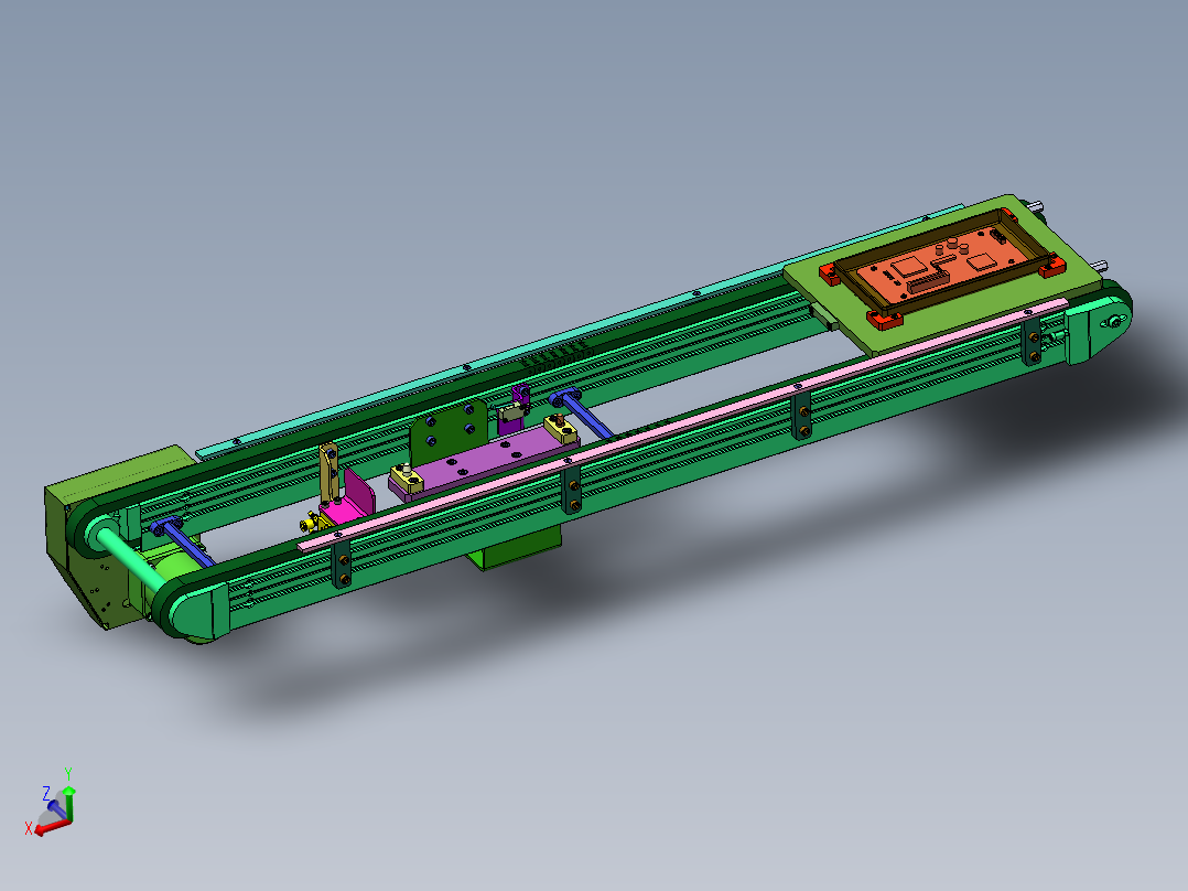 托盘传送定位与挡块机构