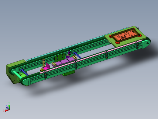 托盘传送定位与挡块机构
