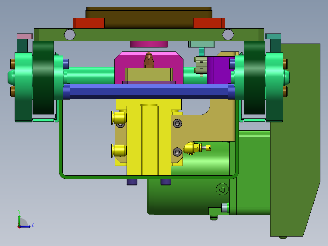 托盘传送定位与挡块机构左视图