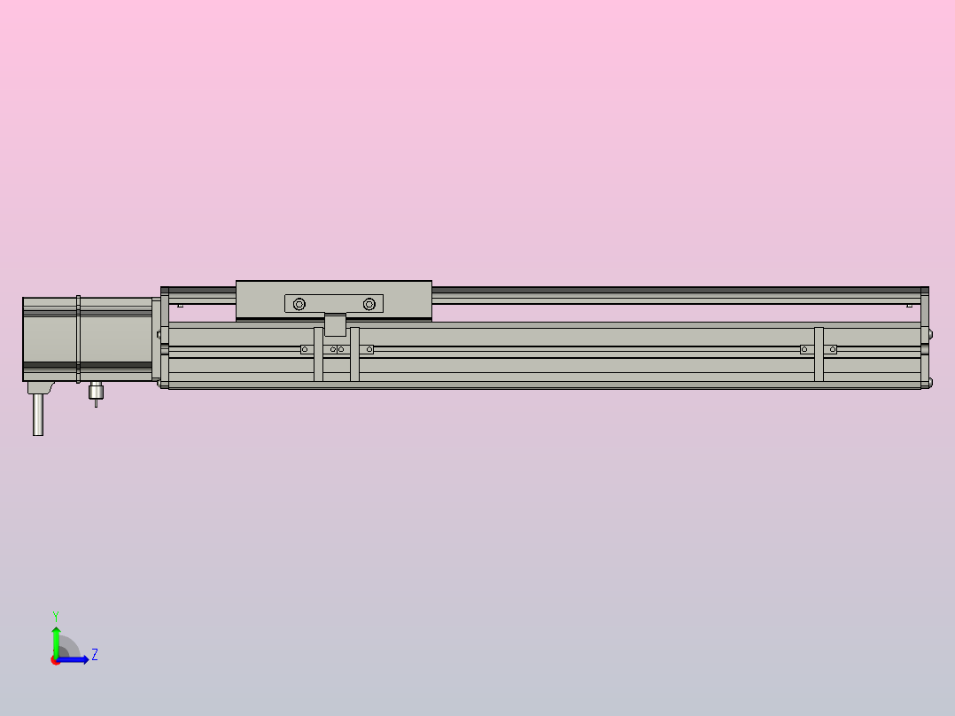 SYS14-300-BC-200W滚珠花健、支撑座、滚珠丝杠、交叉导轨、直线模组.STEP左视图