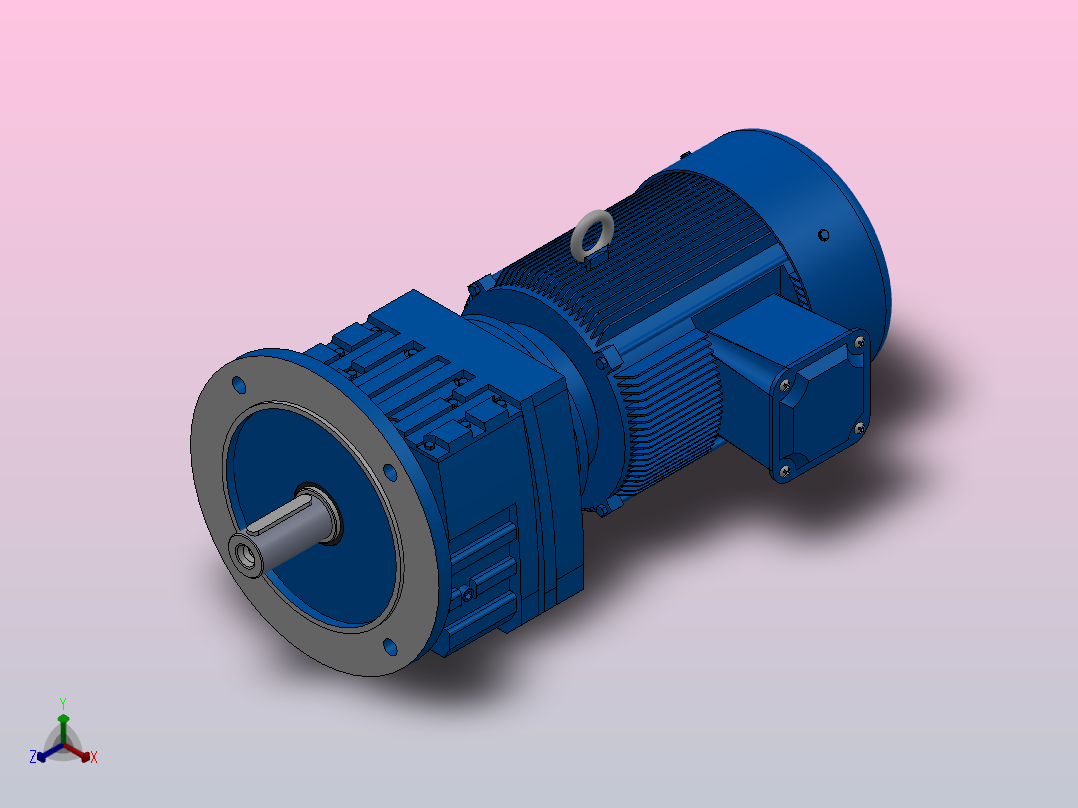 RF57法兰轴伸式安装斜齿轮减速机RF57-Y1.1-4P-90S-M1-0°-Φ250正等轴测图