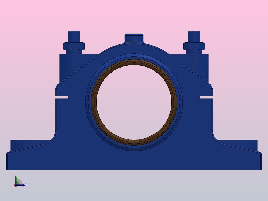 对开式二螺柱正滑动轴承_H2100后视图