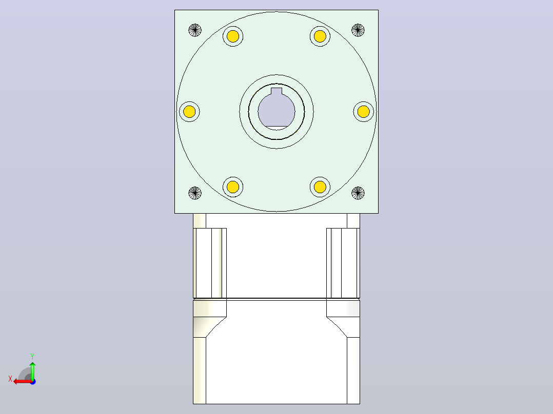 PW110双孔 PGH90-L1 19-70-90-M6 PW110转向器 双孔输出 带90 斜齿行星减速机后视图