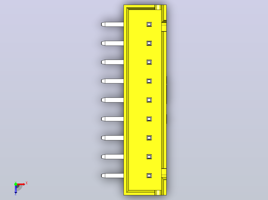 黄色JST XH 9针连接器P 2 54mm有角度俯视图