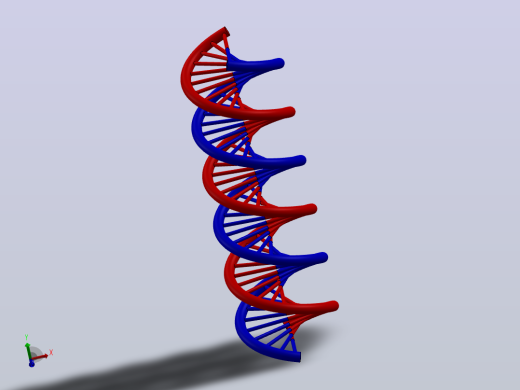 该 3D 模型代表受 DNA 分子几何形状启发的双螺旋结构。