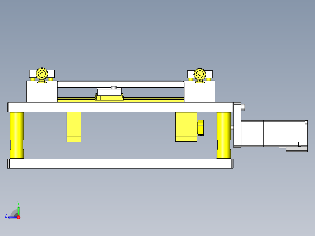 滚轮齿轮运送组件右视图