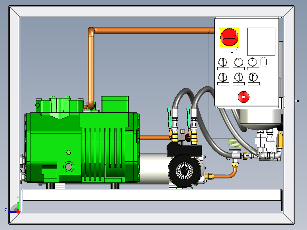 水冷式冷凝器的冷却装置3D模型右视图