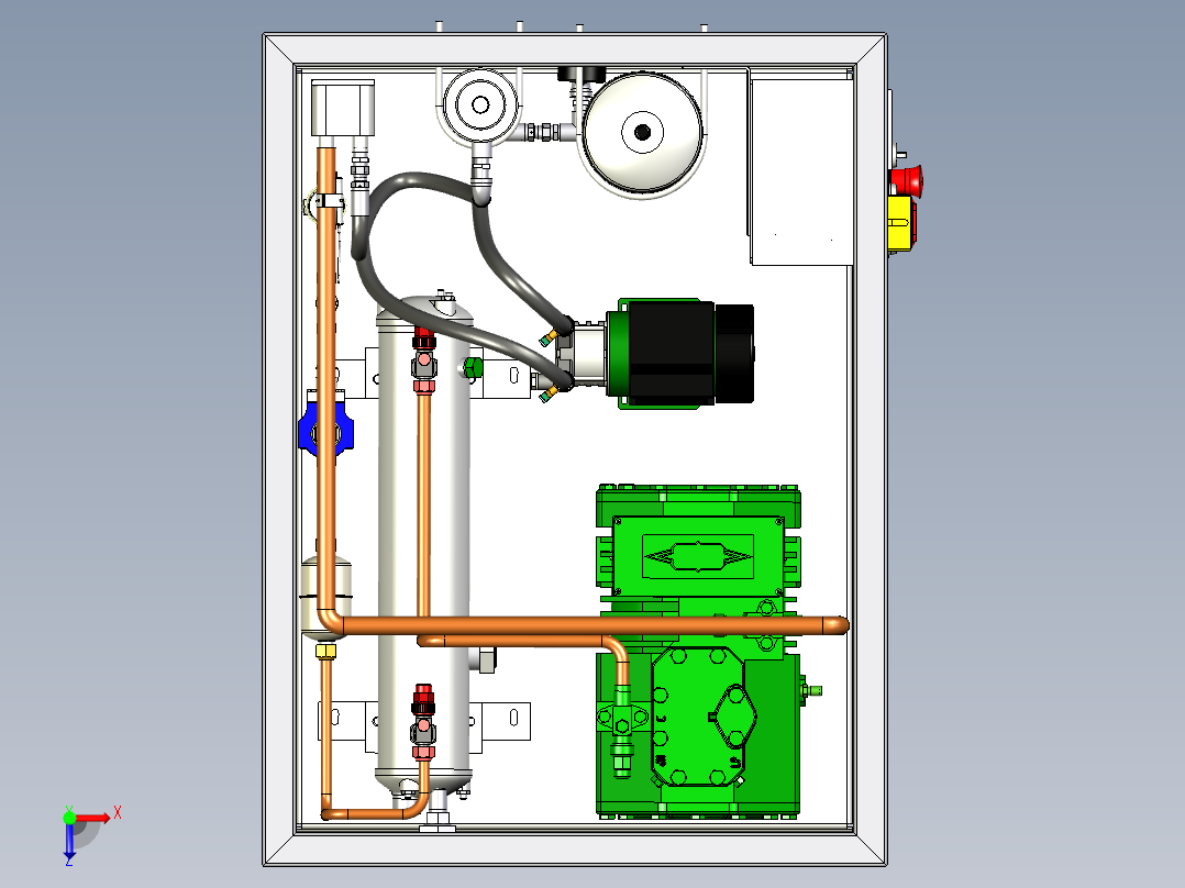 水冷式冷凝器的冷却装置3D模型俯视图