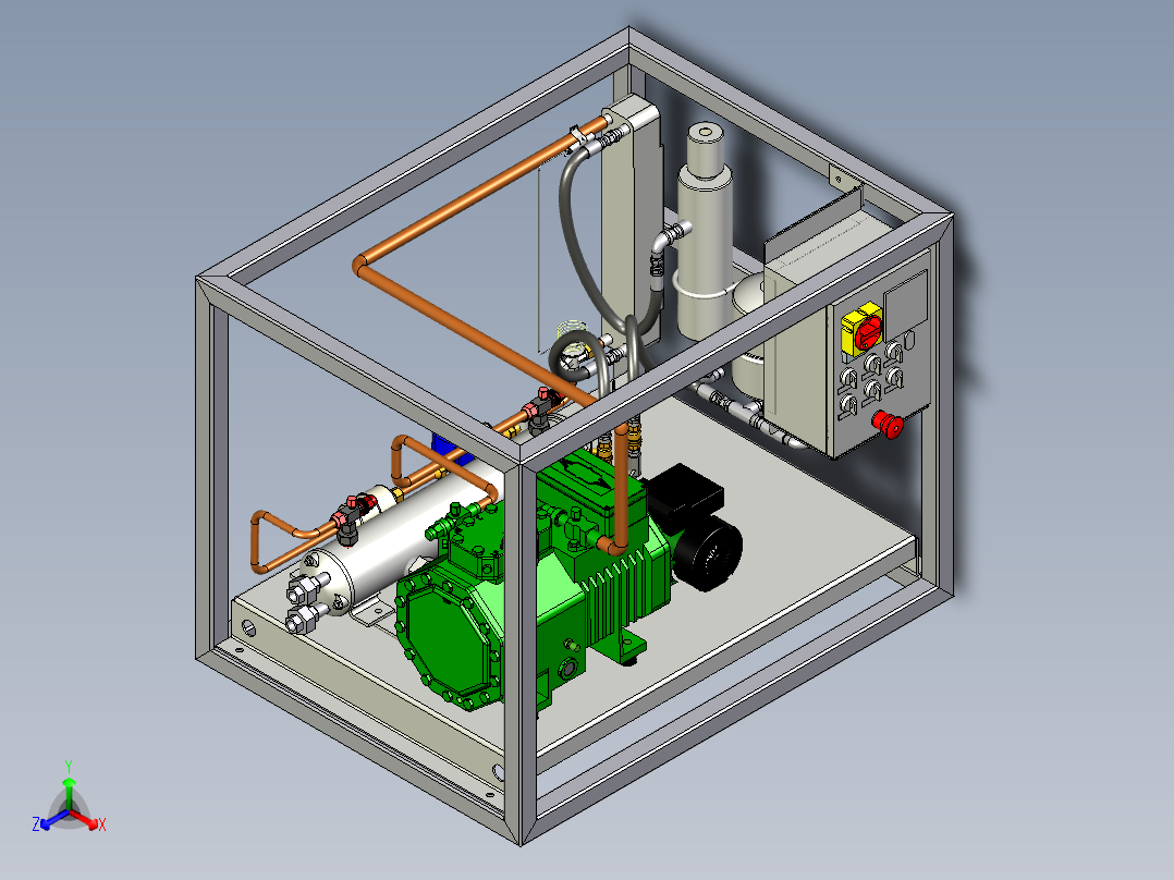 水冷式冷凝器的冷却装置3D模型正等轴测图