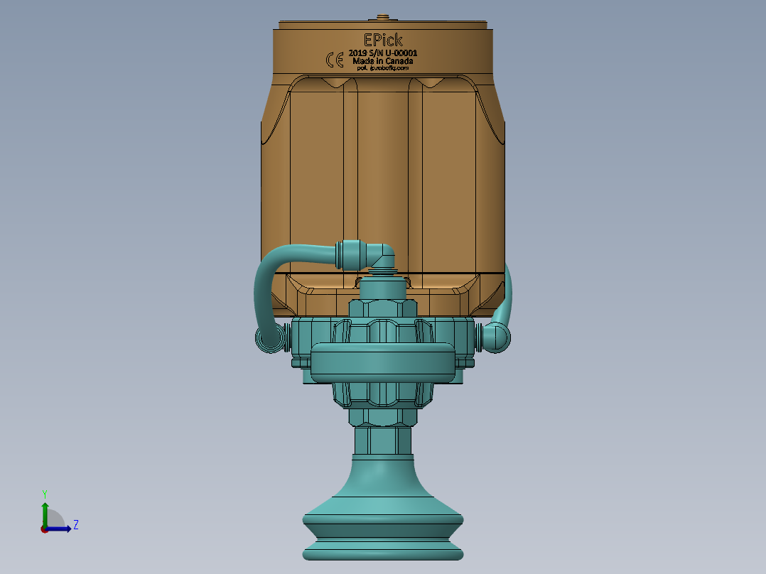 真空夹持器机器爪3D图纸 Solidworks设计 附STEP格式左视图