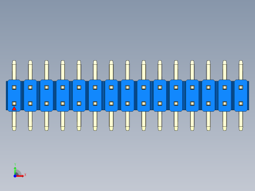 彩色公排针 100mil 2.54mm 系列-DS1022_blue_30p_100mil_TypeSMT_rev1.0前视缩略图