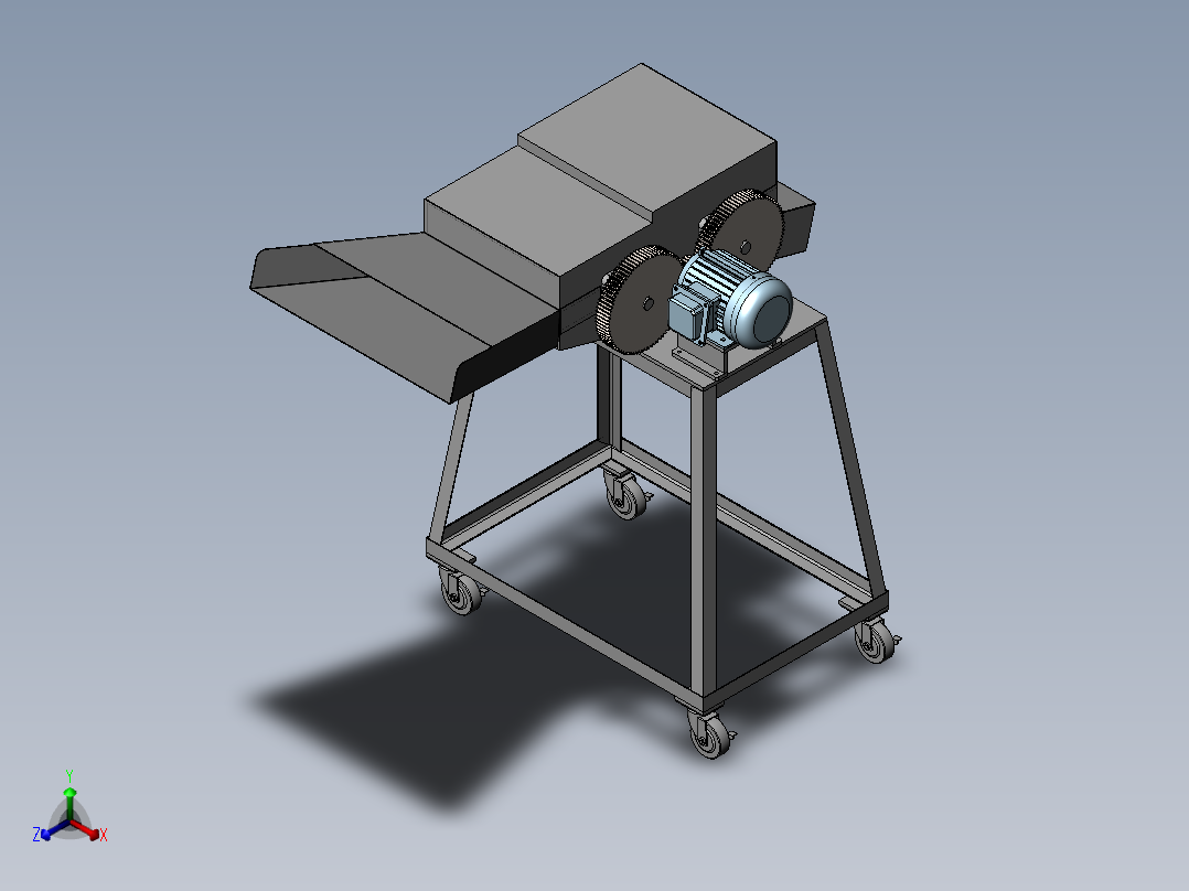 铡草机模型（三维+二维）正等轴测图