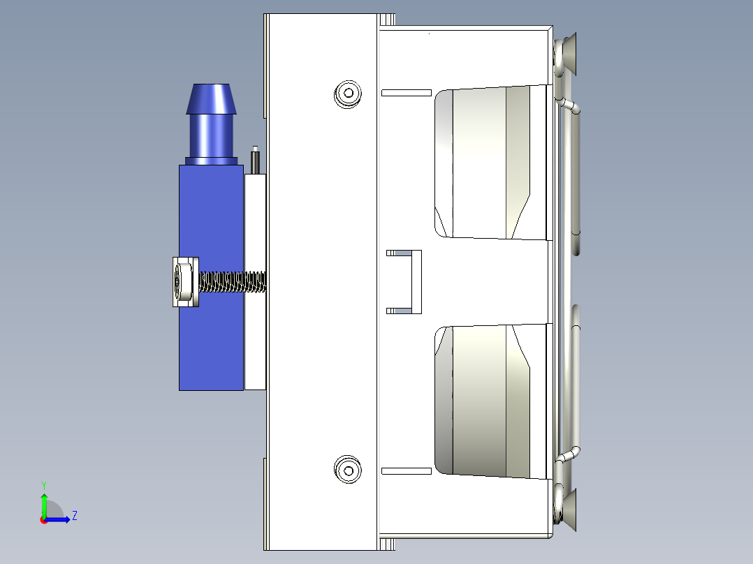 热电帕尔贴流体冷却器模型半导体散热器左视图