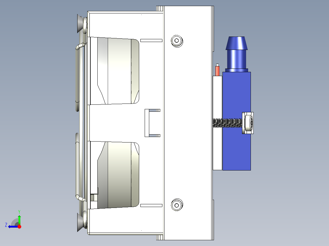 热电帕尔贴流体冷却器模型半导体散热器右视图
